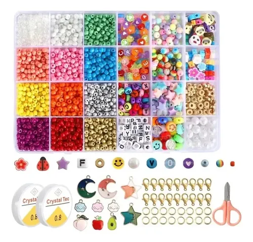 Kit para Fazer Pulseiras 6500 Peças Miçangas Infantil