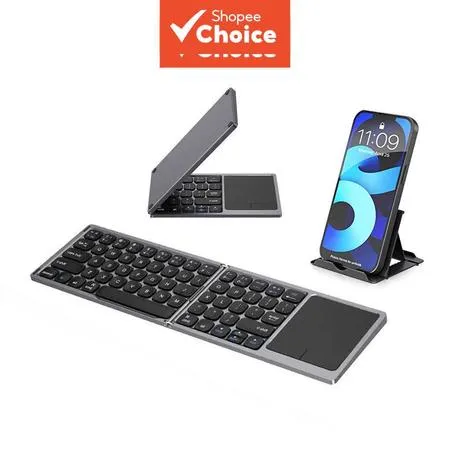  Teclado Dobrável Compacto com Conexão Bluetooth, Recarregável, Teclado Dividido em 2 Partes, Mini e Portátil, com