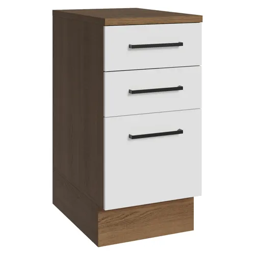 Balcão Madesa Agata 40 cm 3 Gavetas Rustic/Branco