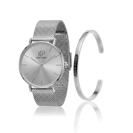 Relógio Feminino Prata Elegante Delicado 32mm com Bracelete