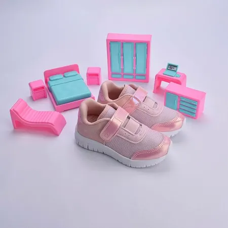 Tênis Infantil Kidy Original Ultra Flex Rosa Velcro Casual Delicado Macio Conforto Escolar 
