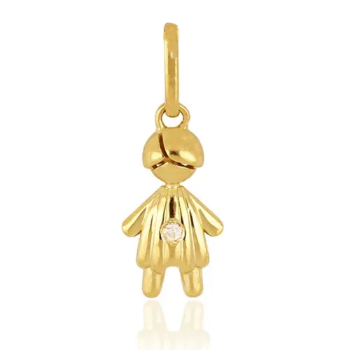 Pingente Menino com Diamante Trabalhado em Ouro 18k