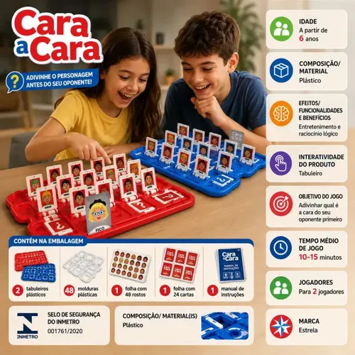 Jogo de Mesa Cara a Cara com Aplicativo Estrela