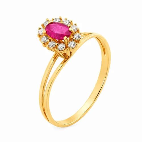 Anel em Ouro com Rubi e Diamantes 18K