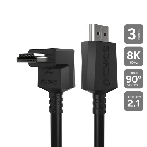 Cabo HDMI 2.1 PCYES Conector 90º Vertical 2M PVC PH21-2V-D