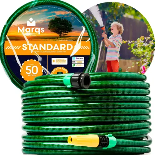 Mangueira de Jardim 50m Metros com Esguicho Trançada Reforçada Flexível 7/16 Anti Dobra Irrigação Quintal Poço Lavagem Durável Marqs Home