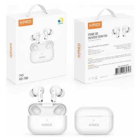 Fone de Ouvido sem Fio Bluetooth TWS 780 Kaidi Cor Branco e Preto