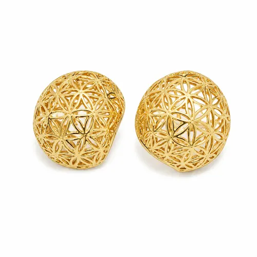 Brinco Meia Bola Vazado Banhado a Ouro em Prata