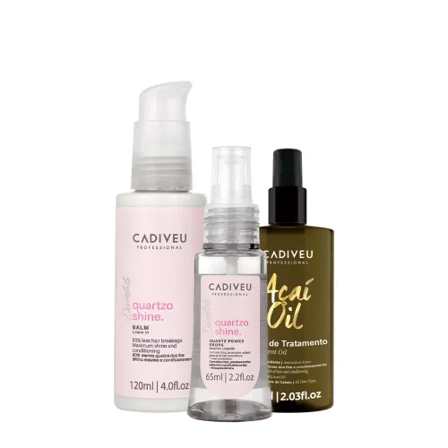 Kit Cadiveu Essentials Quartzo Shine Açaí Oil e Leave-in 60ml 3 Produtos