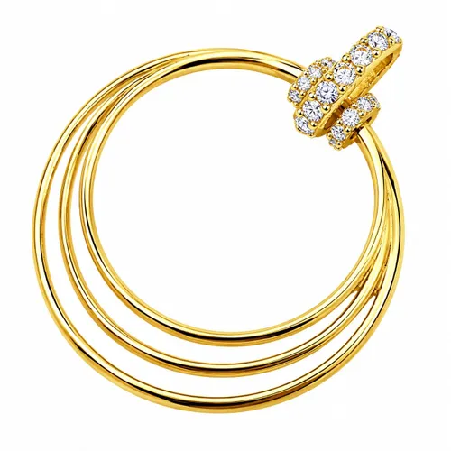 Pingente 3 Argolas Lisas com Zircônia e Elo 2,7 cm em Ouro 18K