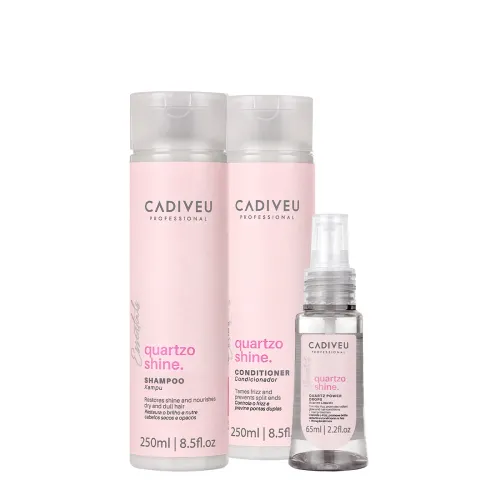 Kit Cadiveu Quartzo Shine Shampoo 250ml Condicionador 250ml Sérum 65ml