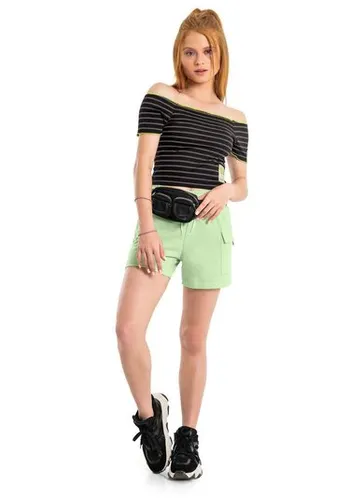 Top Cropped Juvenil em Malha Lastex (Preto) Gloss