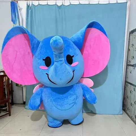 Fantasia de Mascote de Elefante Dumbo Inflável Gigante para Adultos, Traje Inflável para Caminhar, Fantasia de Halloween, Natal, Carnaval e Festas a Fantasia