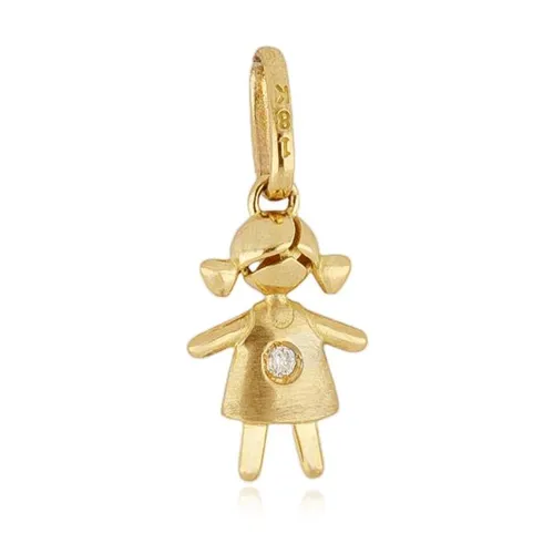 Pingente Menina Bojuda com 1 Diamante em Ouro 18k