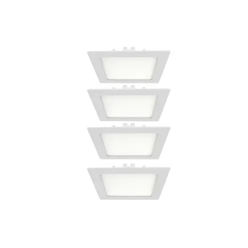 Kit 4 Plafons Led Embutir Quadrado 18W Branco 22,5CM