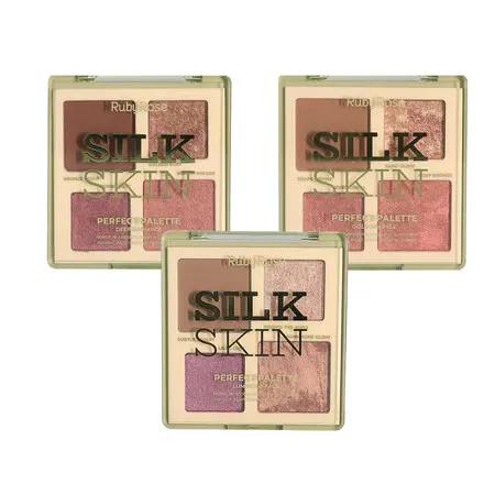 Paleta de Contorno Blush e Iluminador Silk Skin Ruby Rose HBM 1003