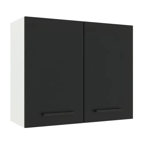 Armário Aéreo Madesa Agata 80 cm 2 Portas Branco/Preto