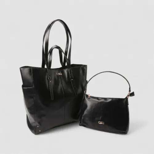 Bolsa Shopping Bag Gabriela Grande com Necessaire Preta