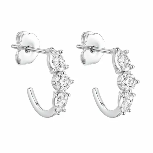 Brinco Argola com 6 Zircônias 1 cm em Prata 925