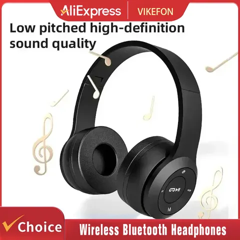 Fones de Ouvido Bluetooth Dobráveis sem Fio com Microfone e Controle de Volume para Smartphones, Headset para Jogos