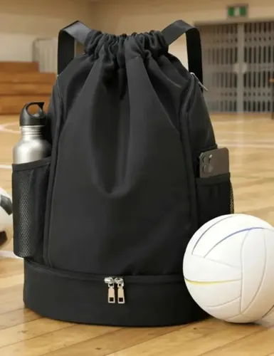 Bolsa Saco Esportiva Mochila Cordão Fitnes Futebol Academia Preta Lisa