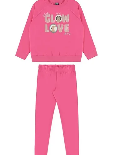 Conjunto Glow Love Infantil com Blusão e Calça Legging (Rosa) Bee Loop