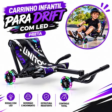Carrinho Infantil de Drift com Rodas LED Freio Manual até 60 kg