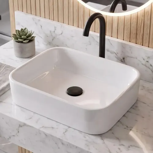 Cuba P/ Banheiro Lavabo Rectangular de Apoio Sobrepor Branco Brilhante Ache Aqui Lar