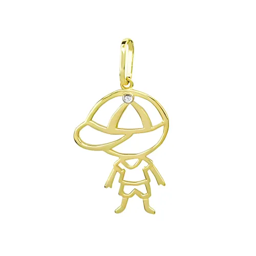 Pingente Menino  com 1 Diamante 18K