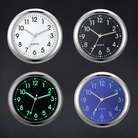 Mini relógio luminoso para painel de carro, relógio digital universal de quartzo como ornamento automotivo para acessórios