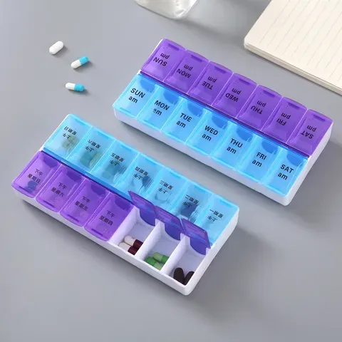 Semanal 14 grades 7 dias caixa de comprimidos portátil casos de viagem organizador recipiente de comprimidos armazenamento comprimidos vitamina medicina