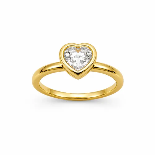 Anel Coração com Zircônia 6 mm Banhado a Ouro em Prata