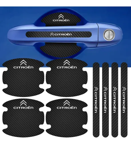 Kit 8 Adesivos Protetor Maçaneta Carbono Emblema Citroen
