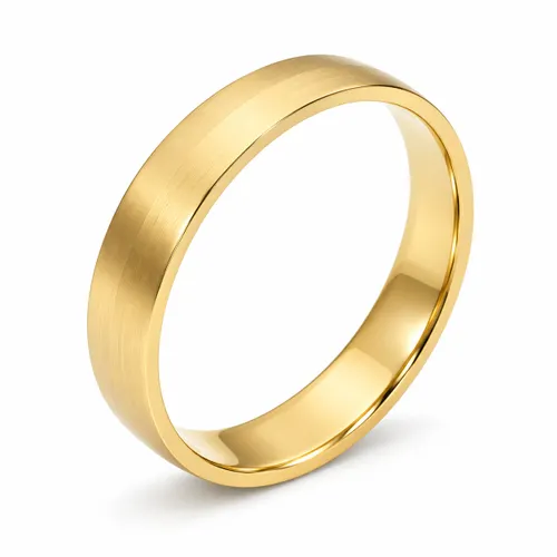 Aliança Sião 4 mm Fosca / Lisa em Ouro 18K