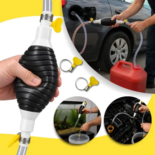 Bomba de Sucção Manual para Retirar Oleo Transferência de Gasolina Etanol Tanque Agua Aquario Mangueira Gurumania