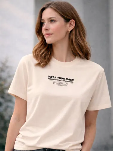 Camiseta Aveloz Feminina Authenticity Confortável 100% Algodão Off white