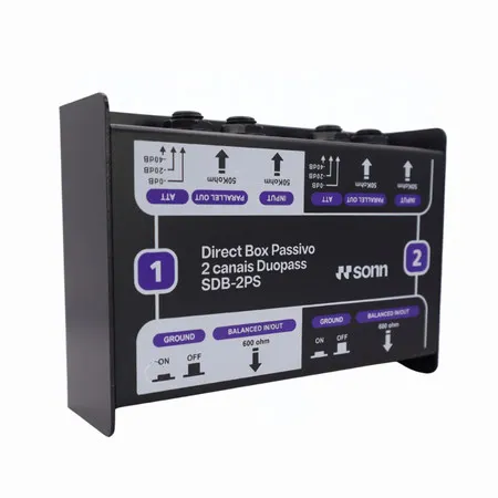 Direct Box Passivo conversor de sinal SONN Duopass 2 Canais Balanceador de Sinal XLR Guitarra Baixo Teclado