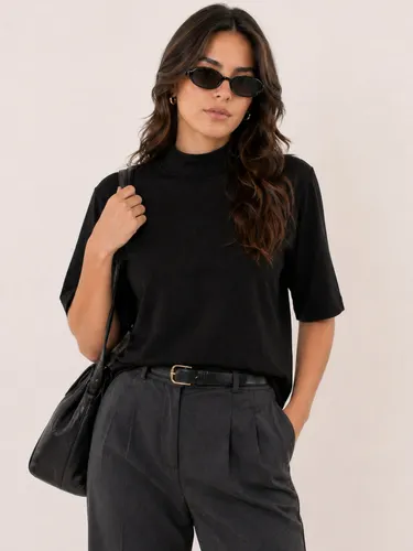 Camiseta Feminina T-shirt Aveloz Gola Alta e Manga 3/4 Preto