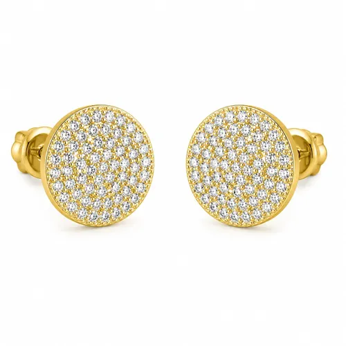Brinco Redondo Cravejado com Zircônias em Ouro 18K