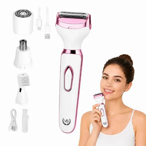 Depilador Elétrico Indolor Recarregável USB 4 em 1 com Cabeças para Corpo e Rosto – VB Vetka Beauty