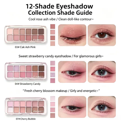 Paleta de Sombras para Olhos de 12 Cores de Baixa Saturação, Todas Matte, Tons de Chá e Apricot, Maquiagem Diária em Tons Terrosos, Sombras de Longa Duração