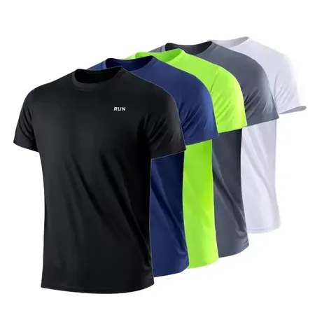 Nova Camisa Esportiva Masculina de Secagem Rápida para Corrida e Fitness de Verão - Camiseta de Manga Curta para Fitness Masculino - Camiseta de Academia
