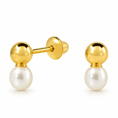Brinco Pérola com bola Bola 3,9 mm em Ouro 18k