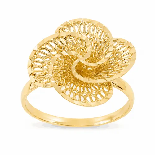 Anel 1,5 cm Flor Vazada em Ouro 18K