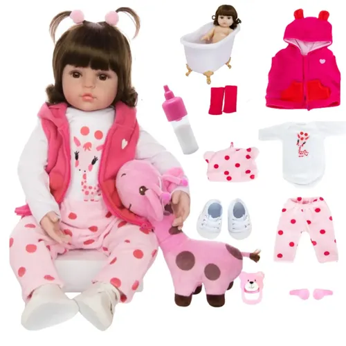Adora Bebê Reborn Bonecas Realista de Silicone Menina 48 Cm