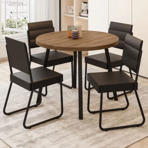 Conjunto Sala de Jantar 4 Cadeiras Dália Carraro Nogal Preto