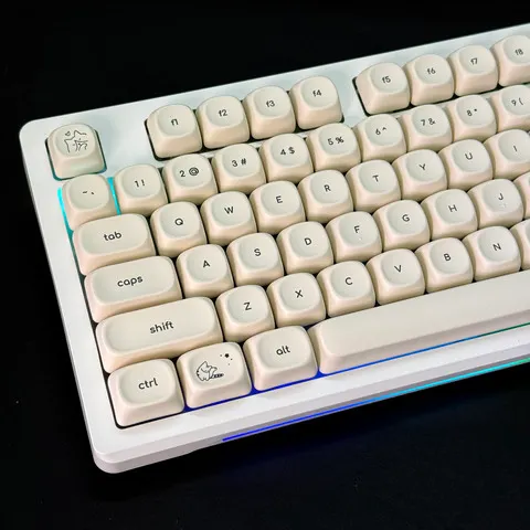 Keycaps Coreanas Fofas com Estampa de Gato Leitoso e Frutas, Layouts 60% 65% 75% TKL 96% 100%, Keycaps Hangul para Teclado Mecânico com Switches MX
