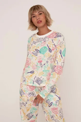 Camiseta Pijama Manga Longa Estampa Brunch