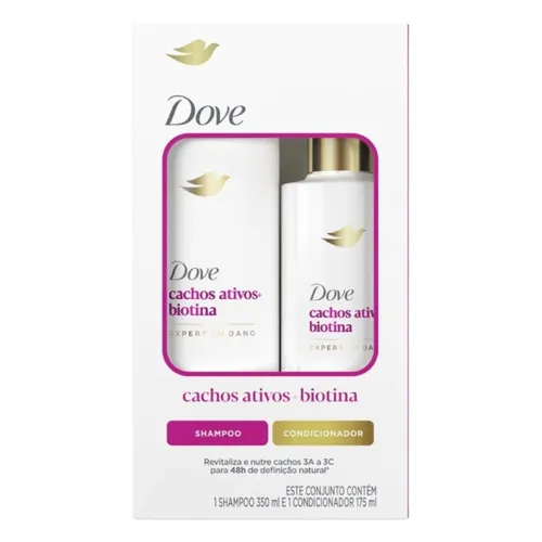 Kit Dove Expert em Danos Cachos Ativos + Biotina Shampoo 350ml + Condi