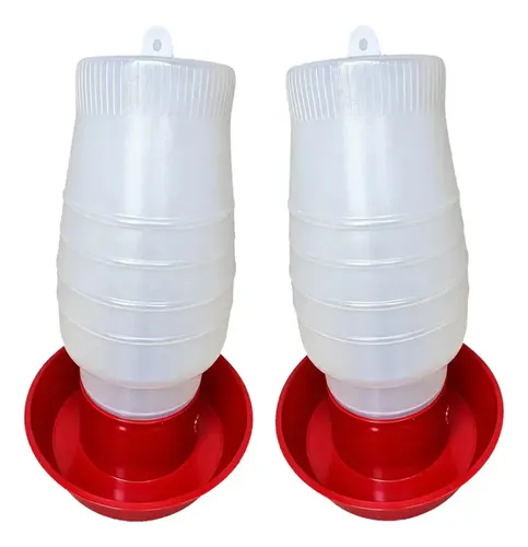 Kit 2 Bebedouro para Frango Galinha Aves Automático 5 Litros Vermelho